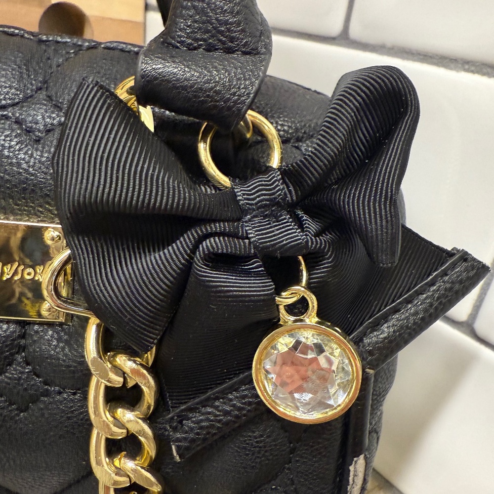 Betsey Johnson Be Mine Mini Crossbody Handbag Bla… - image 3